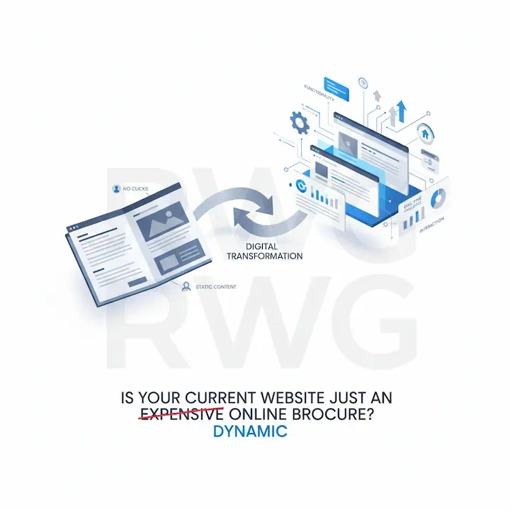 تصویر مقایسه سایت استاتیک (بروشور) و وب‌سایت پولساز، سریع و سئو شده رادمان وب گستر برای افزایش نرخ تبدیل و ترافیک هدفمند.