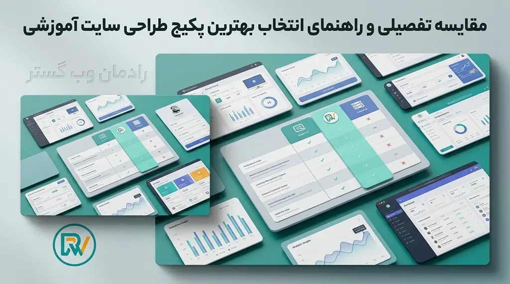 جدول مقایسه تفصیلی پکیج‌های پایه، حرفه‌ای و اختصاصی طراحی سایت آموزشی با قیمت و امکانات